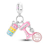 925 Sterling Silver Pink Pendant Charm Bead | Fits Pandora Bracelets & Necklaces | DIY Fine Jewelry