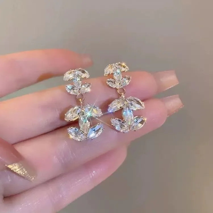 2PCS Fashion Advanced Sense Shiny Letter Earrings For Women Girls Minimalist Versatile Earrings Jewelry Accessories Gifts