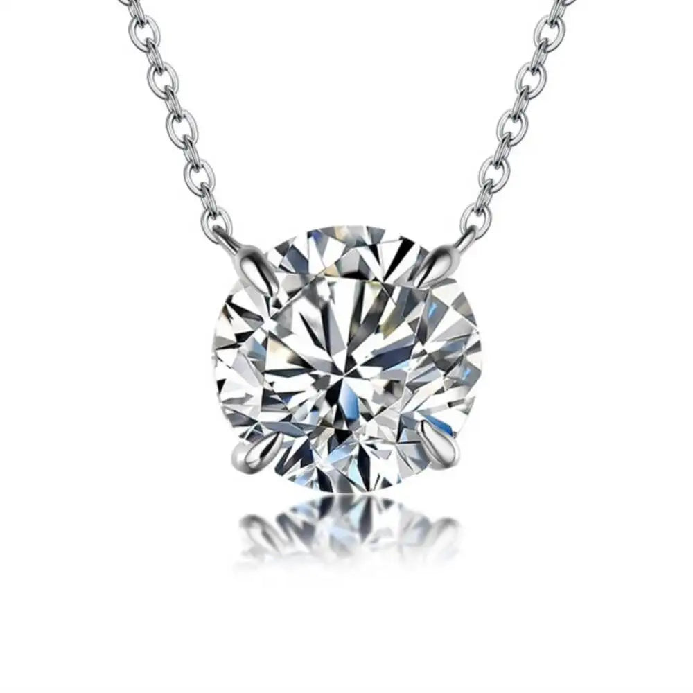 Moissanite Pendant Necklace - 925 Sterling Silver & 18K Gold, 0.5ct to 5ct, D Color VVS1, GRA Certified