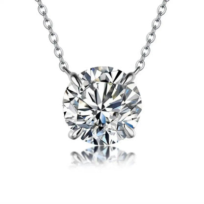 Moissanite Pendant Necklace - 925 Sterling Silver & 18K Gold, 0.5ct to 5ct, D Color VVS1, GRA Certified