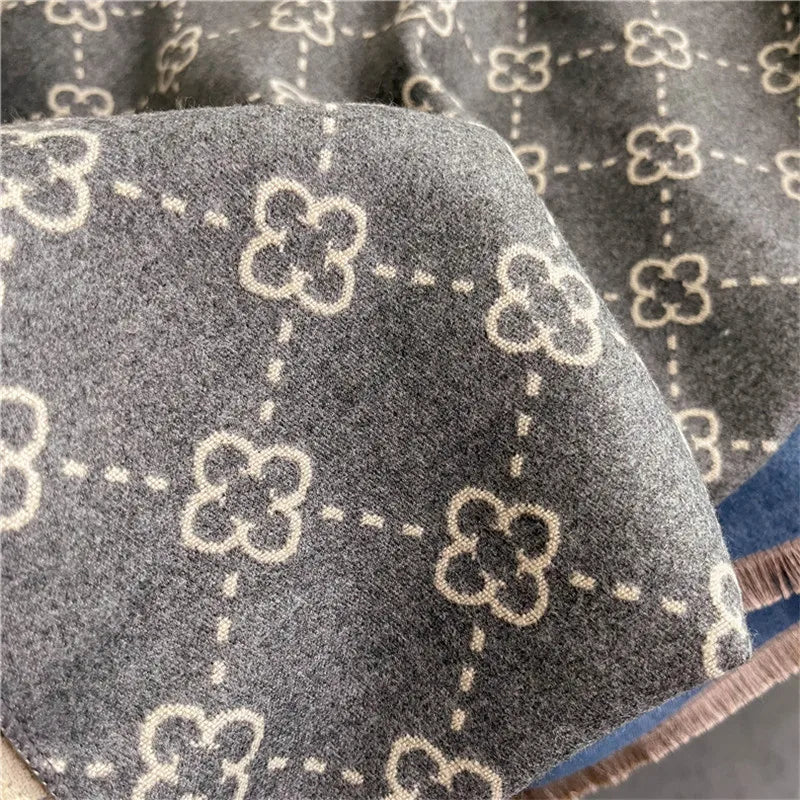 2023 Brand Warm Cashmere Poncho Shawl Scarf Luxury Print Thick Pashmina Winter Blanket Wraps Bufanda Casual Hijab Stoles Echarpe