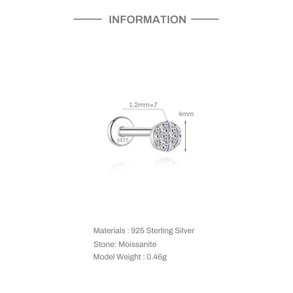 Moissanite Stud Earrings - 925 Sterling Silver, 0.03-1.2ct, D Color, GDTC Certified