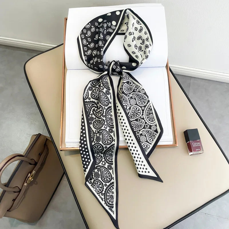 Luxury Long Silk Satin Scarf Belt - Soft Headscarf & Hair Band Accessory