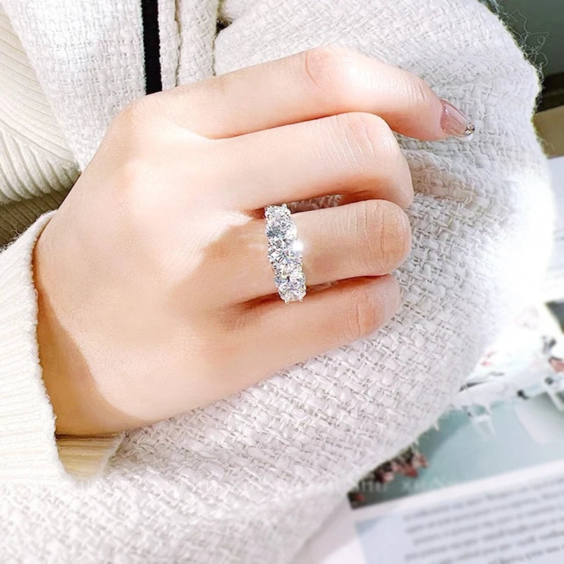 925 Sterling Silver 3.6ct Zirconia Diamond Wedding Band | Luxury Proposal Ring for Women
