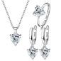 925 Sterling Silver Heart Zircon Jewelry Set | Ring, Earrings & Necklace for Women