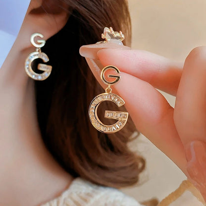 New Fashion Luxury Korean Fashion Big Letter G Jewelry Earrings GG Charming Drop Earring For Female Designer Party Wedding Gift