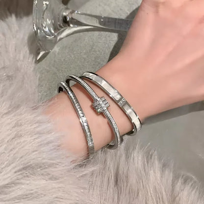Silver Color Stainless Steel Bangle Bracelet for Women Girls Waterproof Fashion Jewelry Perfect Mother's Day Gift