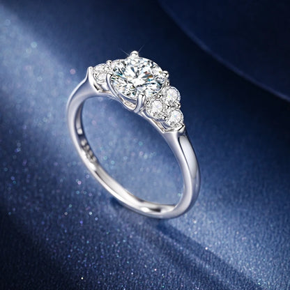 Moissanite Engagement Ring - 925 Sterling Silver, 0.8ct & 1ct, GDTC Certified