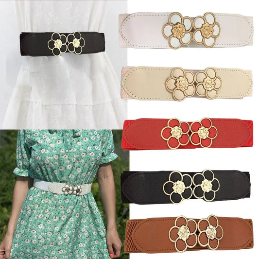 Women Female Ladies Corset Wide Waist Waist Accessories Wide Belt Flower Belts Flower Belts Elastic Belts