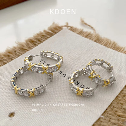 Design  Luxury Zircon Earrings -  Fashionable Gold Silver Metal Accessories for Women