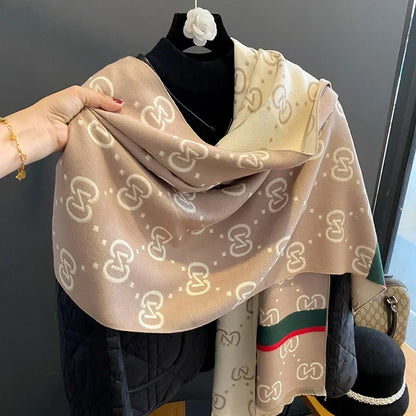 Luxury Designer Cashmere Scarf - Warm Winter Pashmina Shawl Blanket Wrap