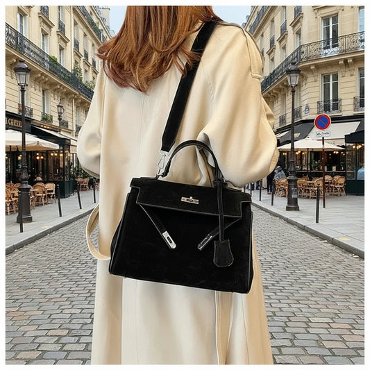 2025 Vintage Leather Tote Bag, Unique Designer Shoulder Purse for Women, Minimalist Crossbody Bag with Top Handle