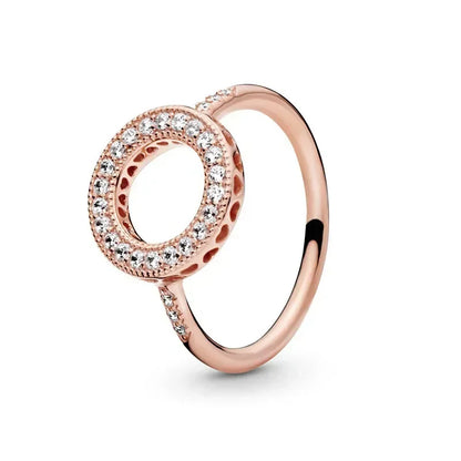 New 925 sterling silver classic rose gold ring, sparkling water droplet crown charm ring, ladies' light luxury exquisite gift