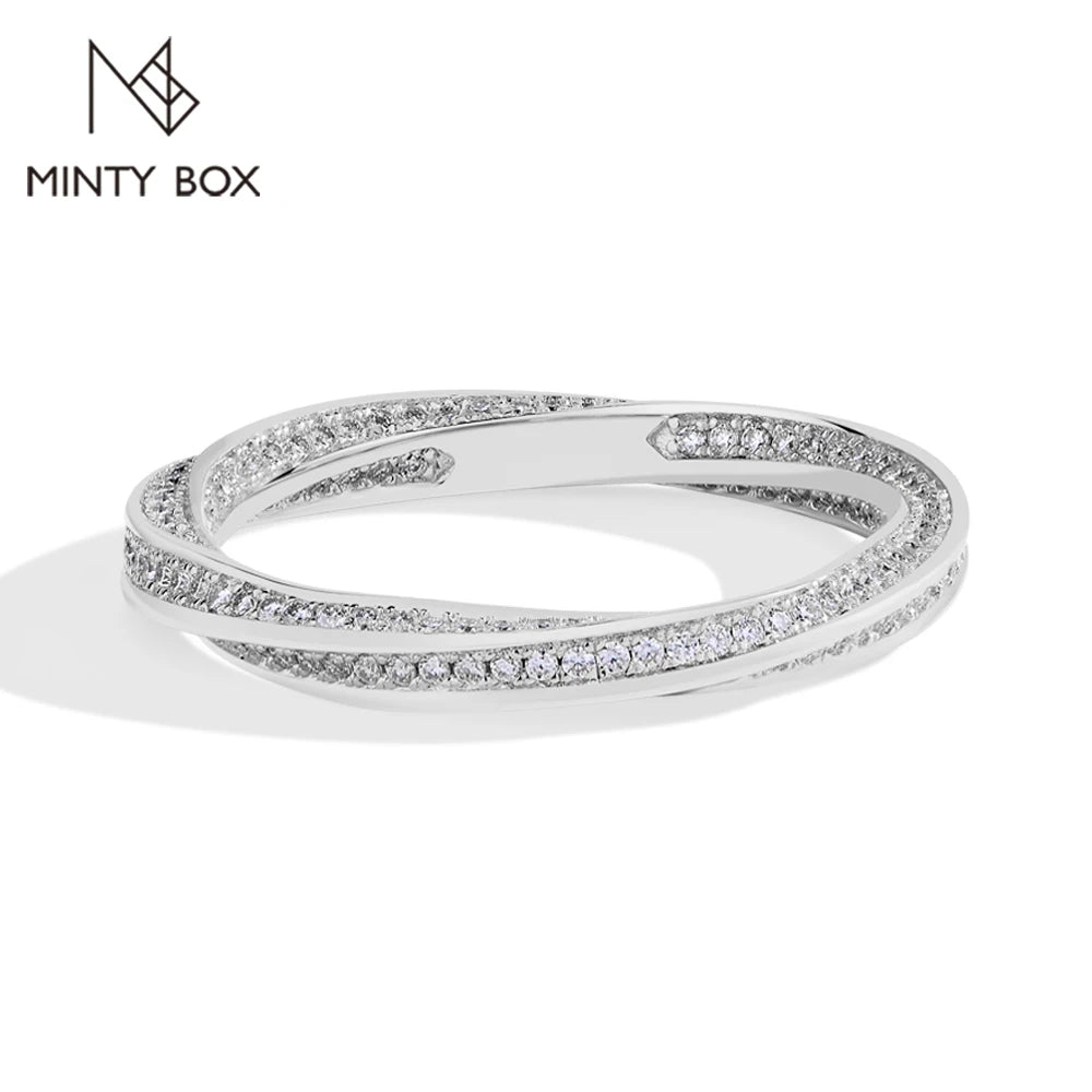 Moissanite Stackable Wedding Band - 925 Sterling Silver & 18K Gold Plated, D Color VVS1