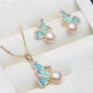 Natural Freshwater Pearl Necklace Earrings Set, 925 Silver Set of Earrings With Pearls Wife Mother Christmas Gift White