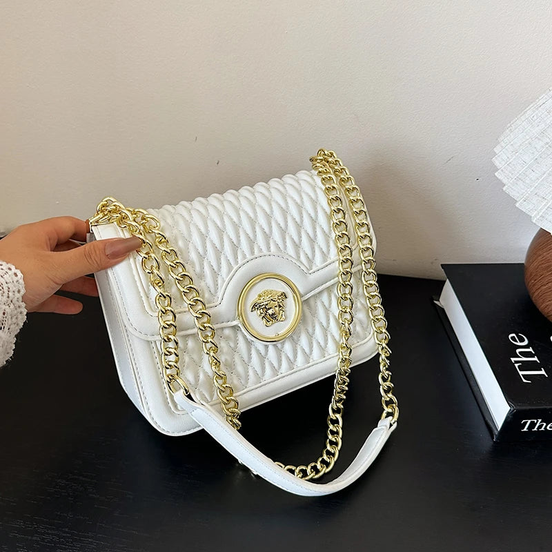 Classic Elegant Leather Handbag For Ladies Shoulder Strap Famous Designer Luxury Brand Collection