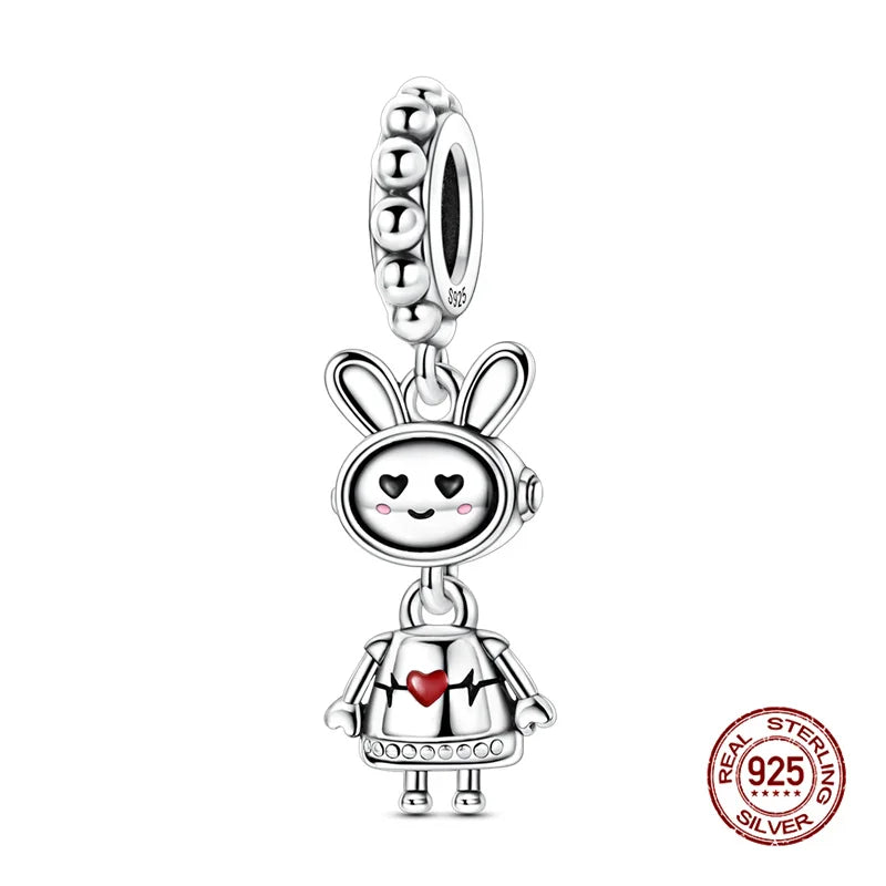Sterling Silver Character Pendant Charm Bead - Bracelet Necklace Accessory