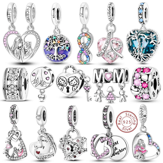 925 Sterling Silver Tree of Life, Peach Heart & Sweet Love Charm Bead | Fits Bracelets & Necklaces