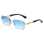 Fashion Rimless Sunglasses UV400 Rectangle Women Men Shades Hiking Square Sun Glasses Female Male Beach Vacation Travel Eyewear