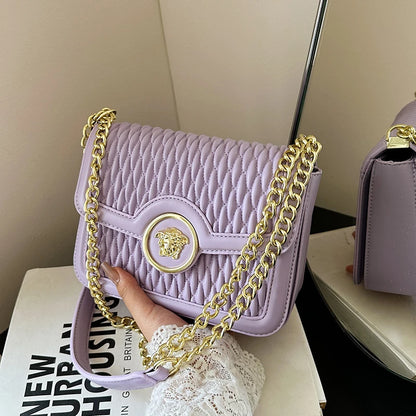 Classic Elegant Leather Handbag For Ladies Shoulder Strap Famous Designer Luxury Brand Collection