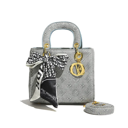 2025 Elegant Top Handle Bag for Women,Retro Floral Crossbody Purse with Silk Scarf Accent, Day To Evening Versatile Shoulder Bag