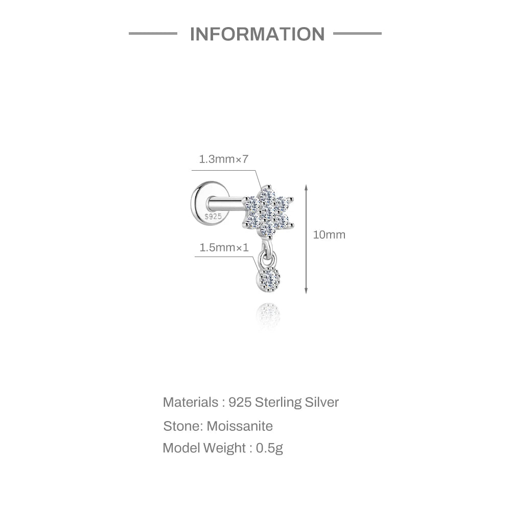 Moissanite Stud Earrings - 925 Sterling Silver, 0.03-1.2ct, D Color, GDTC Certified