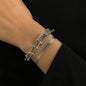 2Pcs/Set Fashion Statement Trendy Bracelet Stacking Sparkling U Link Crystal Bracelet Jewelry Gift for Women