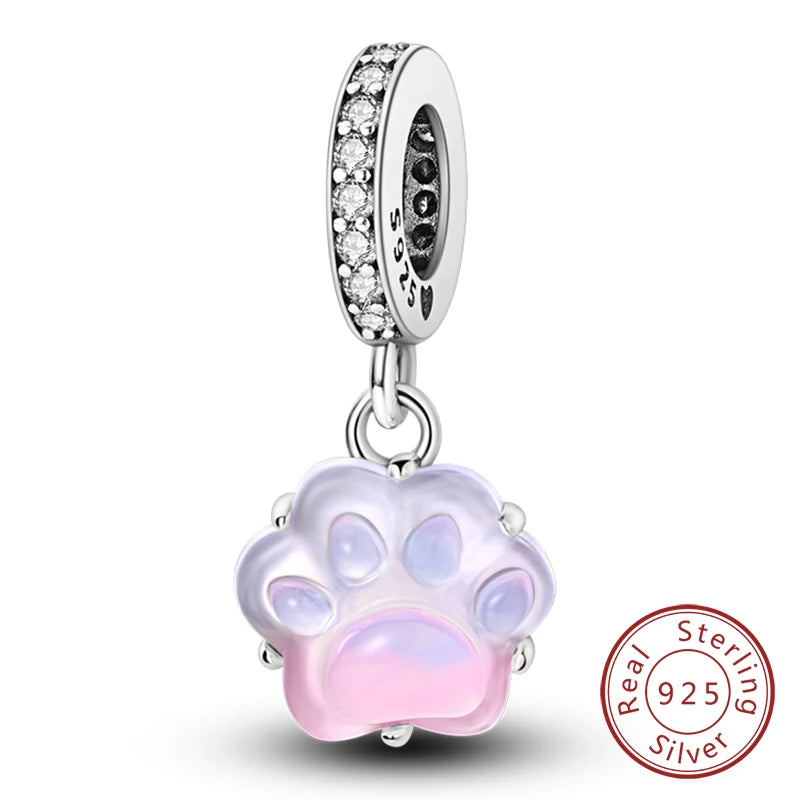 925 Sterling Silver Pink Pendant Charm Bead | Fits Pandora Bracelets & Necklaces | DIY Fine Jewelry