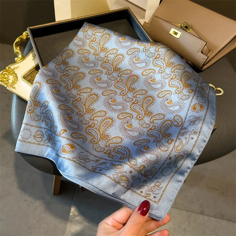Scarf Square For Women Satin Bandanna Print Bag Scarves Head Band Fashion Lady Hair Shawl Wrap Female Neckerchief Hijab