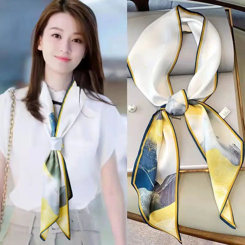 Luxury Long Silk Satin Scarf Belt - Soft Headscarf & Hair Band Accessory