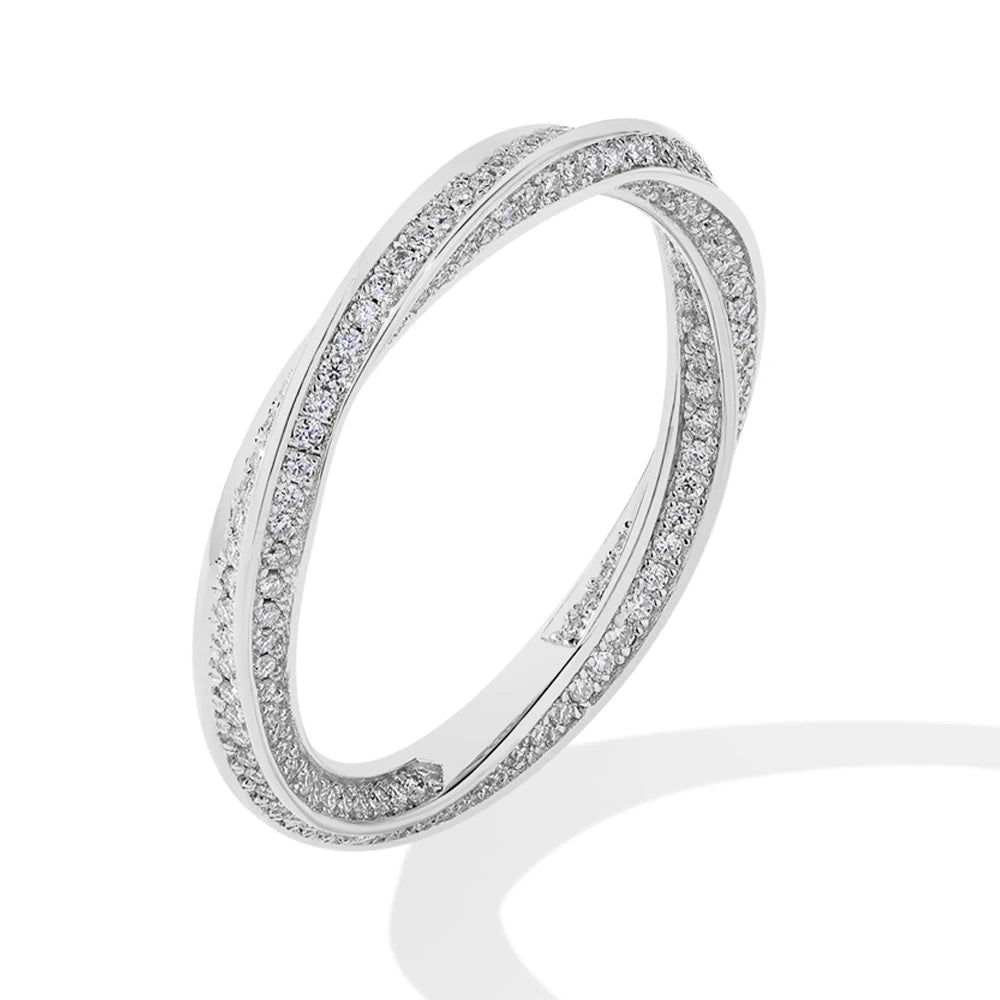 Moissanite Stackable Wedding Band - 925 Sterling Silver & 18K Gold Plated, D Color VVS1