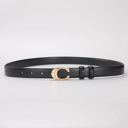 Elegant Women's PU Leather Belt - C-Shaped Buckle Fashion Belt with Gift Box