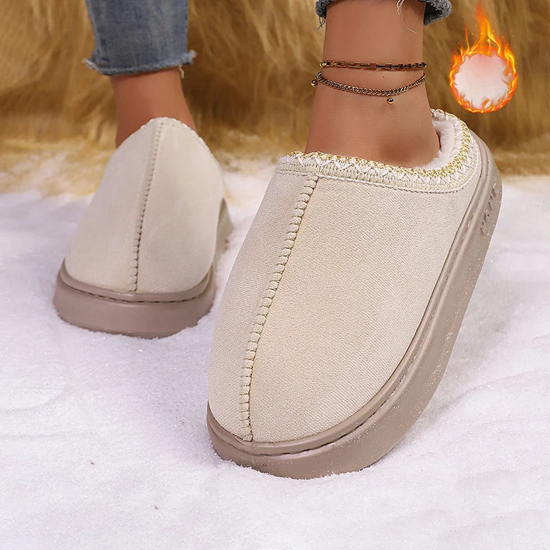 Women's Fuzzy Fur Platform Slippers - Luxury Designer Winter Slides