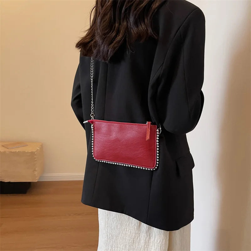 Solid color Design Crossbody Bags For Women Fashion Chain Mobile Phone Purses Fashion Shoulder Messenger Bag Sac A Main Female