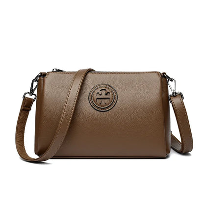 Versatile PU Crossbody Bag for Women Stylish High Quality Brand Design Zipper Solid Color Pattern Casual Daily Use Shoulder Bag