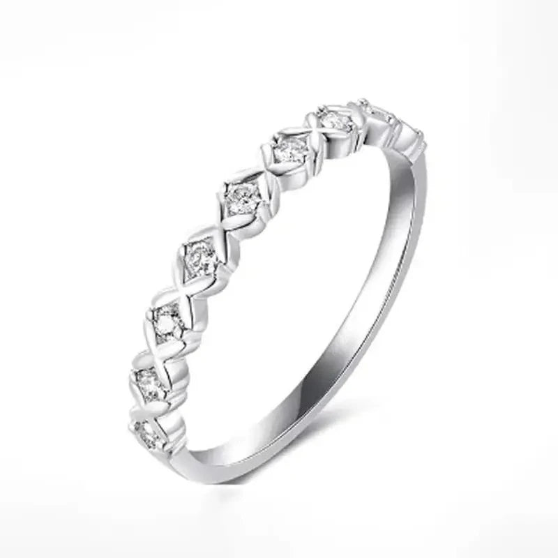 Real Moissanite Ring - 925 Sterling Silver Hexagonal Sparkling Band