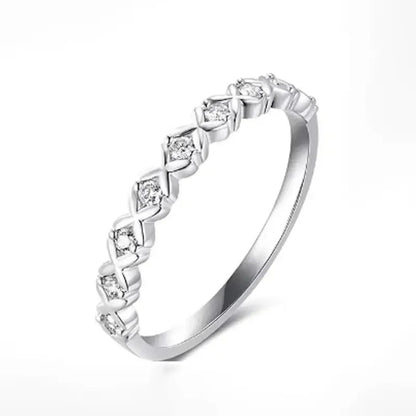 Real Moissanite Ring - 925 Sterling Silver Hexagonal Sparkling Band