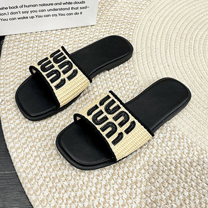 Women's Woven Beach Sandals - Summer Flip Flop Slides