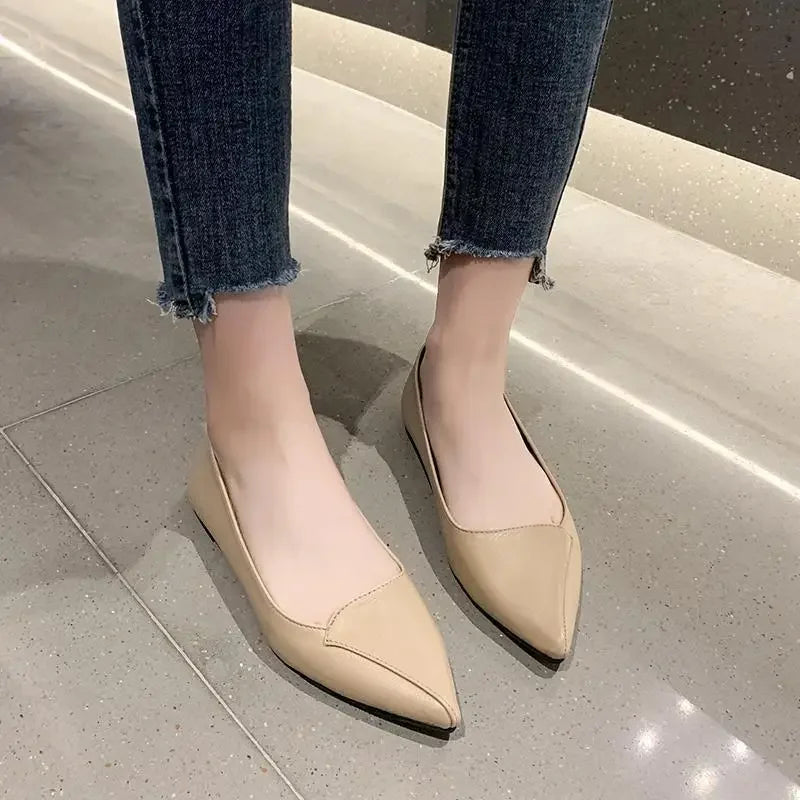Women's Classic Pointed Toe Flats - Business Office Shoes
