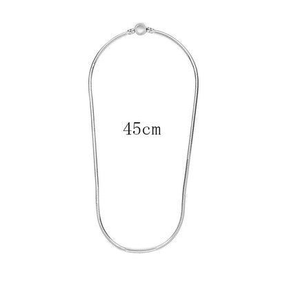 Heart Love 925 Sterlin Silver Snake Chain Necklace Secure Ball Clasp Beads Charms Chocker Necklace For Women Wedding DIY Jewelry