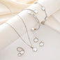 5pcs Lucky Five-petal Flower Women's Jewelry Set, Fashion Flower Bracelet + Necklace + Earrings + Bracelet + Ring Set, Birthday