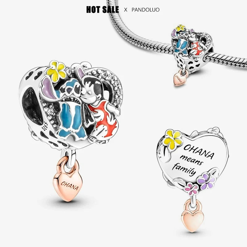 925 sterling silver charm Stitch Charm bead,Original Women Bracelet ,Necklace Pendant Jewelry Holiday gift