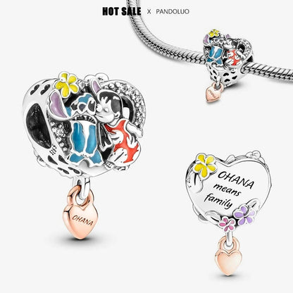 925 sterling silver charm Stitch Charm bead,Original Women Bracelet ,Necklace Pendant Jewelry Holiday gift