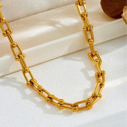 Classic Horseshoe Link Chain Necklace Women Fashion Stainless Steel Dainty Jewelry