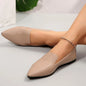 Women's Vintage Leather Pointed Flat Shoes - Soft Sole Slip-On Loafers