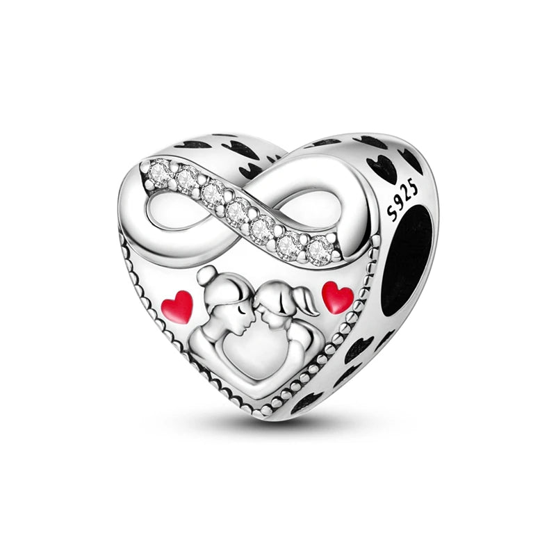 925 Sterling Silver Tree of Life, Peach Heart & Sweet Love Charm Bead | Fits Bracelets & Necklaces