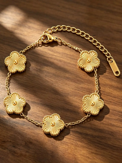 Five-Leaf Clover Bracelet Set — 18K Gold Plated Stainless Steel | Women
