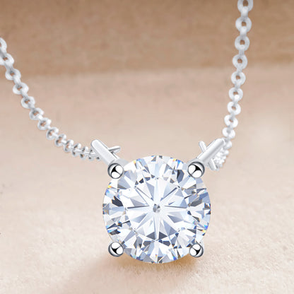 Moissanite Pendant Necklace - 925 Sterling Silver & 18K Gold, 0.5ct to 5ct, D Color VVS1, GRA Certified