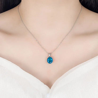925 Sterling Silver Oval Zircon Jewelry Set | Necklace, Earrings & Adjustable Ring for Women