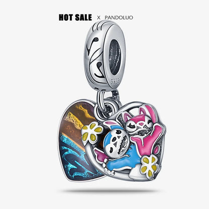 925 sterling silver charm Stitch Charm bead,Original Women Bracelet ,Necklace Pendant Jewelry Holiday gift